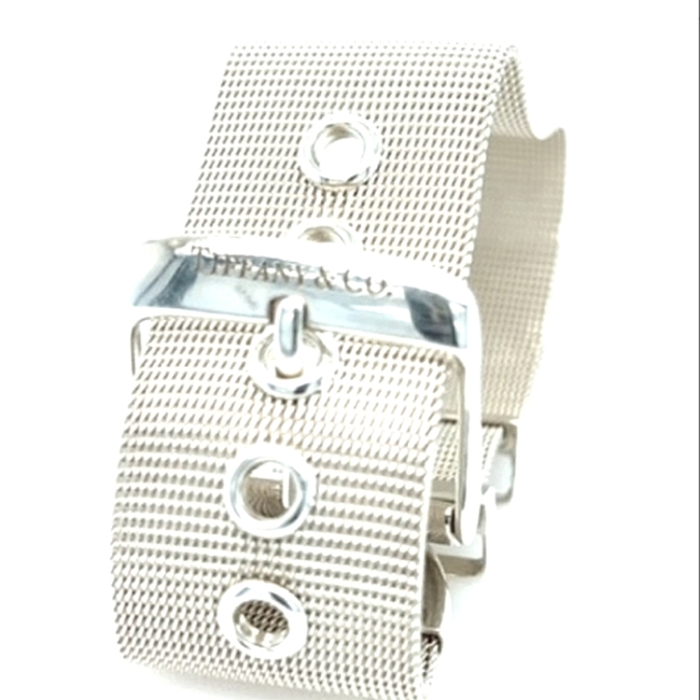 Tiffany & Co. Sterling Silver "Somerset" Mesh Adjustable Buckle Bracelet - Picture 5 of 7